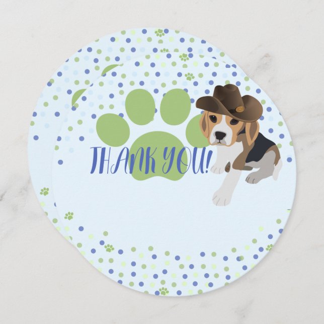 Cachorrinho Beagle Fofo de Chapéu, Cartão de Agrad (Frente/Verso)