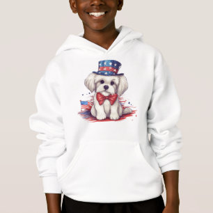 Cachorrinho Branco Patriótico de 4 de Julho-43568