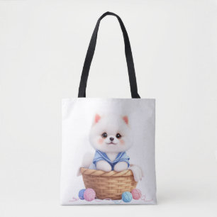 Cachorrinho Fofo em Cesta Tote