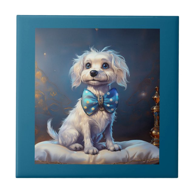 Cachorrinho Muito Fofo Com Gravata Borboleta Azul (Frente)