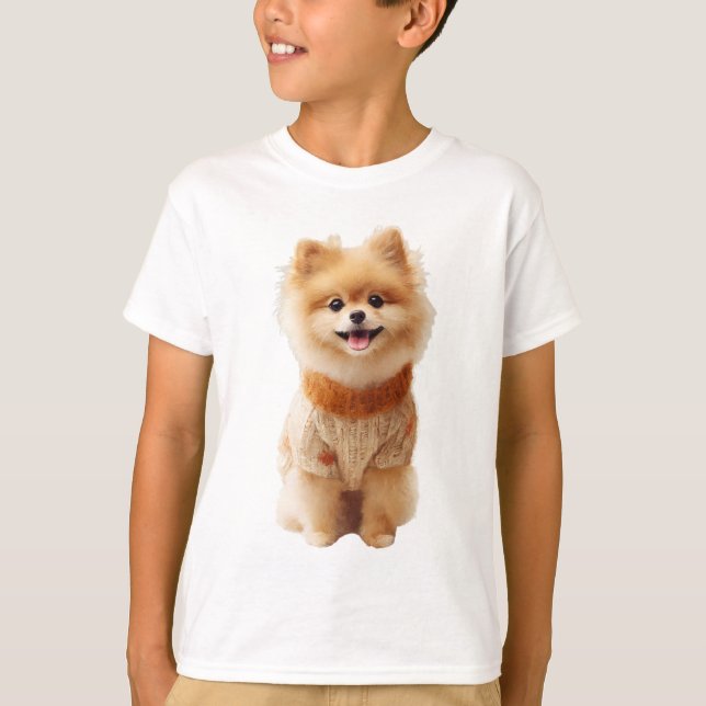 Cachorrinho Pomerânia Fofo Suéter de Outono Crianç (Frente)