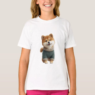 Cachorrinho Shiba de Suéter Verde para Crianças