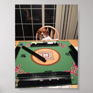 Cachorro a jogar Mahjong Poster