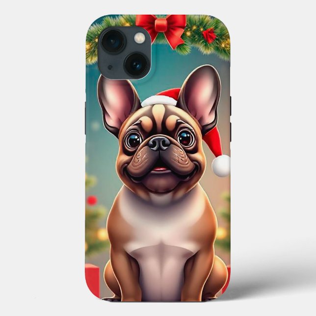 Cachorro Adorável Usando Chapéu de Papai Noel (Verso)