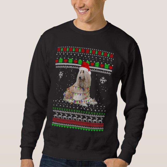 Cachorro Afegão Luzes  Pijama de Natal  Suéter de  (Frente)