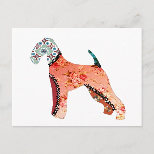 Cachorro Airedale Terrier Patchwork Cartão Postal  (Frente)