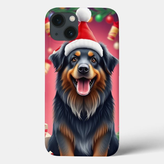 Cachorro Alegre de Chapéu Vermelho de Papai Noel A (Verso)