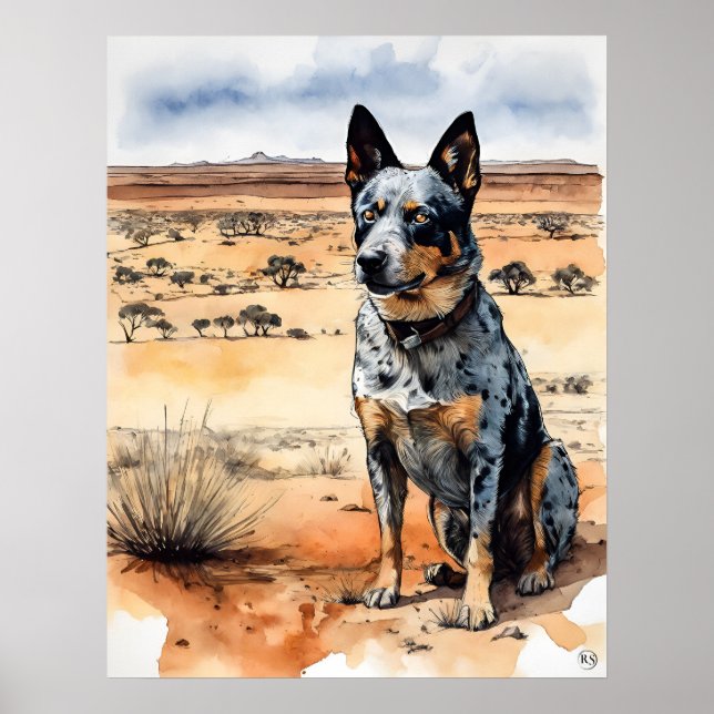 Cachorro Australiano - Impressão de Arte Canina (Frente)