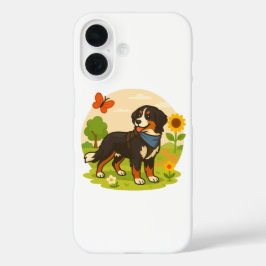 Cachorro Bernês Fofo com Girassol e Manteiga
