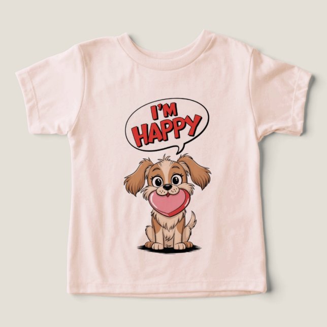 Cachorro Bonito com Coração Rosa e Mensagem Alegre (Design frontal)