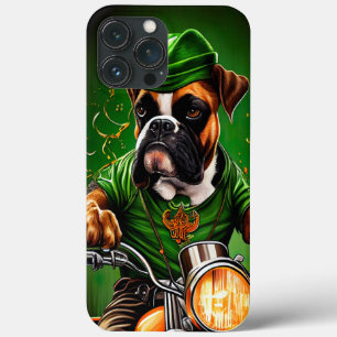 Cachorro Boxer Dirigindo Bicicleta Dia de São Patr