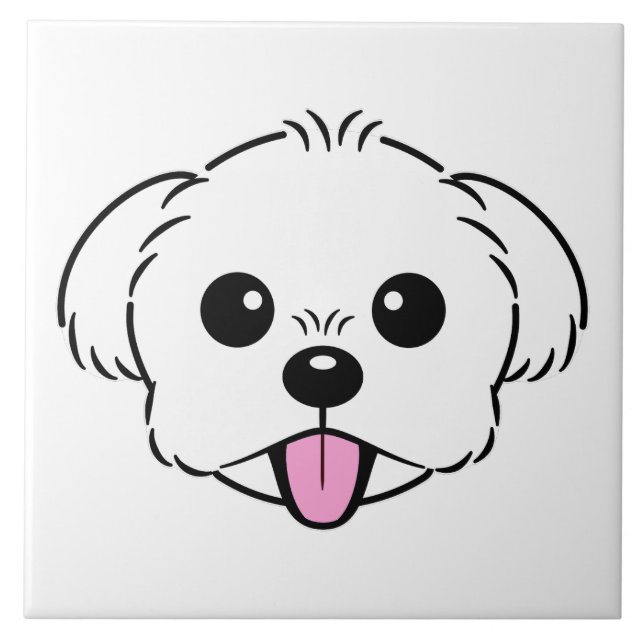 Cachorro Branco Bichon Cachorro Esticando A Língua (Frente)