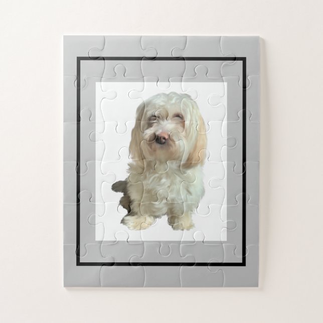 Cachorro Branco da Quebra-cabeça de serra (Vertical)