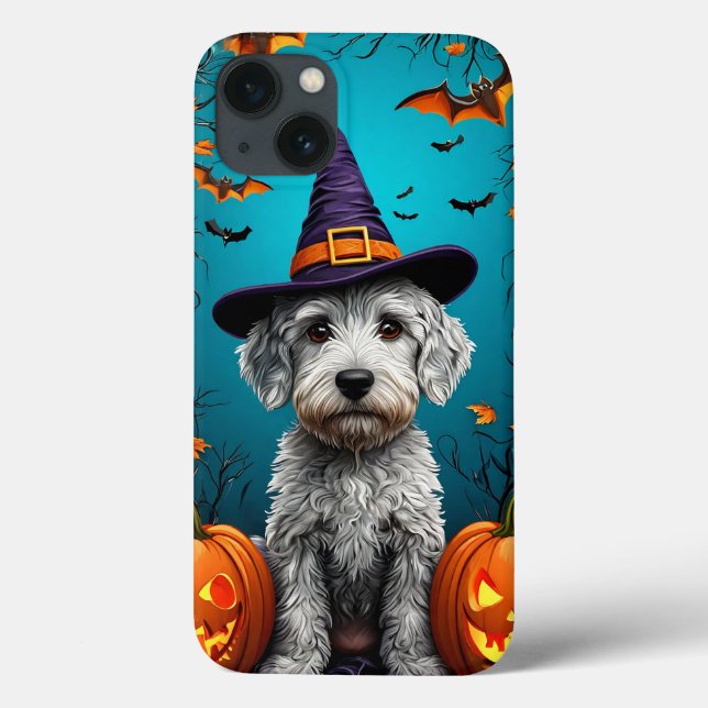 Cachorro Branco Fofinho de Halloween Estética de B (Verso)