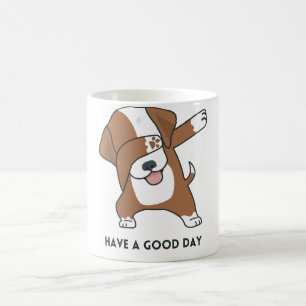 Cachorro Branco Marrom Ilustrado Tome uma Caneca d