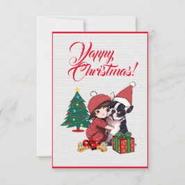 Cachorro Britânico Personalizado Com Cartão Xmas D