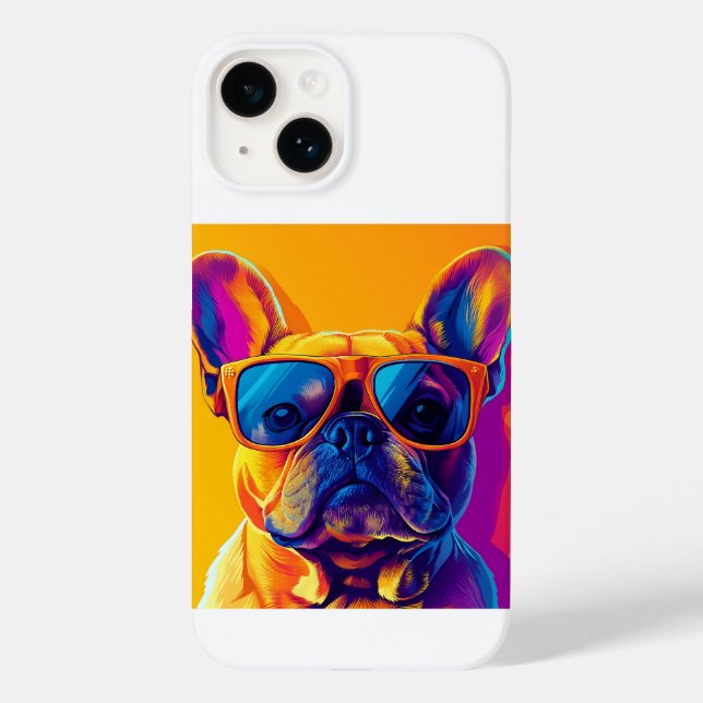 Cachorro bulldog francês fixe com óculos de sol (Verso)