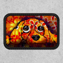 Cachorro Cachorro Olhos Whimsg Abstrato Floral Lar