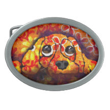 Cachorro Cachorro Olhos Whimsg Abstrato Floral Lar