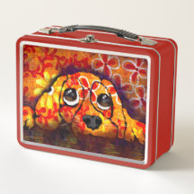 Cachorro Cachorro Olhos Whimsg Abstrato Floral Lar