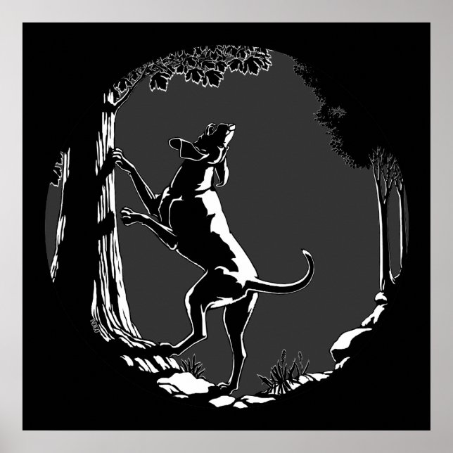 Cachorro Cão Poster Caçando Impressões Cachorros C (Frente)