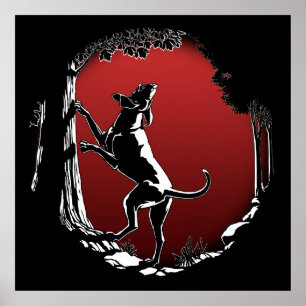 Cachorro Cão Poster Caçando Impressões Cachorros C