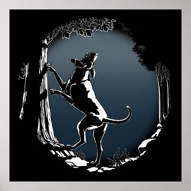 Cachorro Cão Poster Caçando Impressões Cachorros C (Frente)