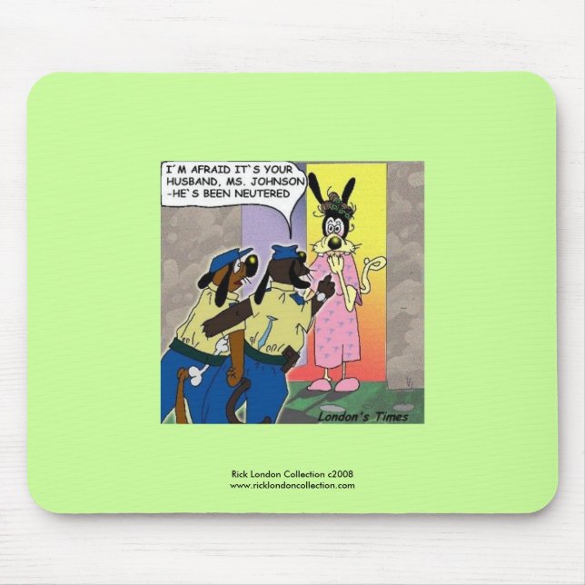 Cachorro Castraçado Cartoon Engraçado Mouse Pad (Frente)
