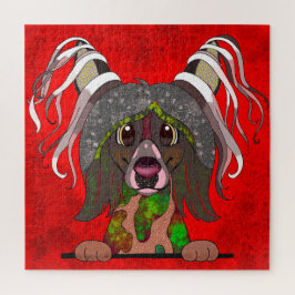 Cachorro chinês encarnado rosto feio Quebra-cabeça