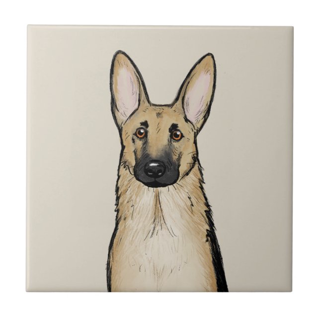 Cachorro-claro e German shepherd preto | Pet Art (Frente)
