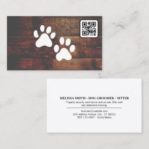 Cachorro CÓDIGO QR patas Cartão de visita