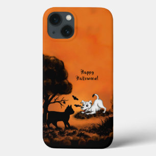Cachorro com Gato Negro e Bat, Feliz Dia das Bruxa