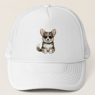 Cachorro Corgi Punk de Óculos de Sol e Boné - Arte