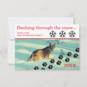 Cachorro Correndo Pela Neve - Cartão de Natal 3x5