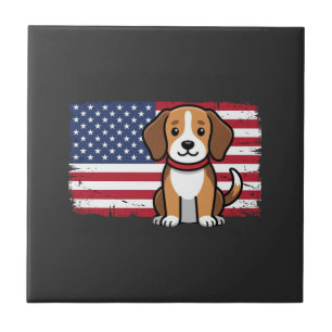 Cachorro da Bandeira Americana Vetor Patriótico