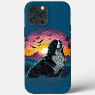 Cachorro da Montanha Bernese com Vista de Montanha
