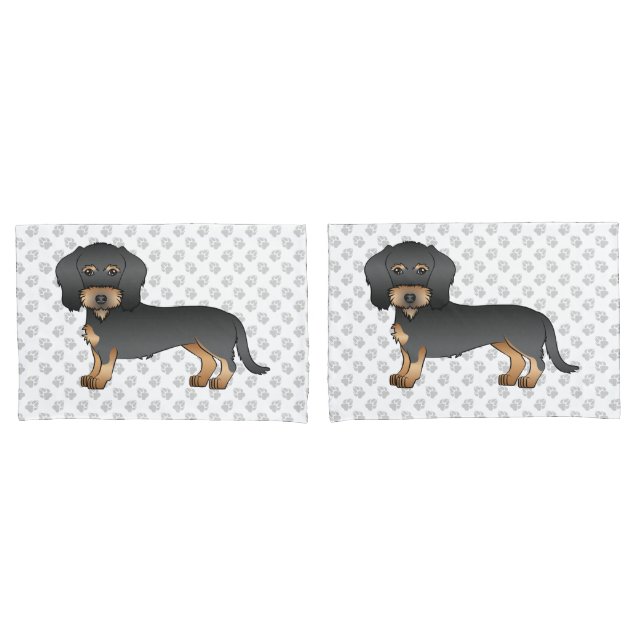 Cachorro Dachshund de Cabelo Fio Preto e Castanho  (Frente - conjunto)