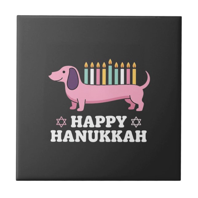 Cachorro Dachshund Feliz Hanukkah (Frente)