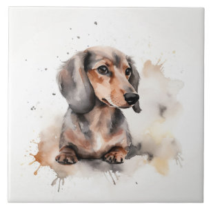 Cachorro Dachshund Miniatura Aquarela pet