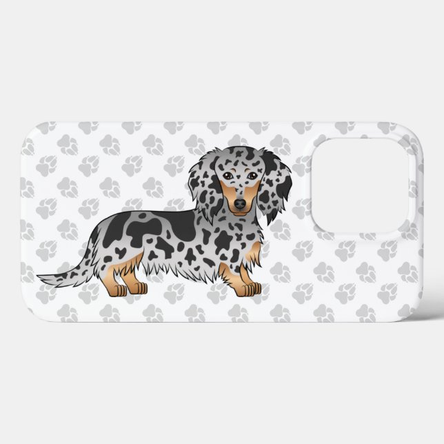 Cachorro Dachshund Preto e Marrom Manchado de Cabe (Verso (horizontal))
