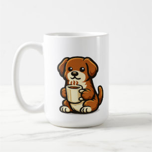 Cachorro de Café Fofo Design de Caneca Kawaii