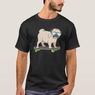 Cachorro de Camisa Pug do Skateboard Diversão