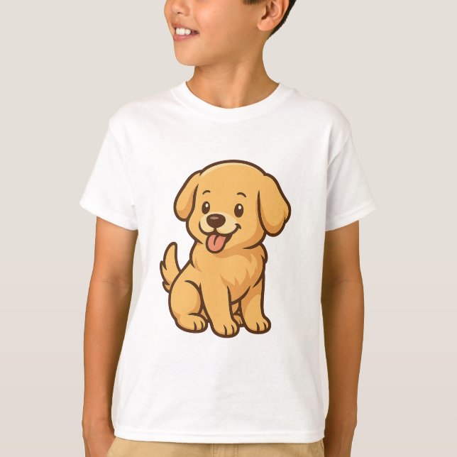 Cachorro de Cartoon Bonito - Design de Camisa T Di (Frente)