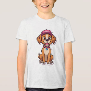 Cachorro de Cartoon Doce - Puppy feliz no Boné Sti