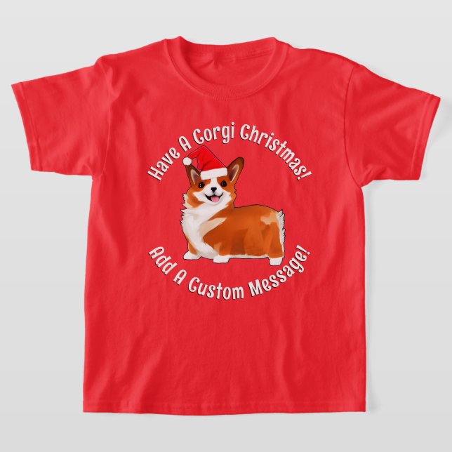 Cachorro de Corgi de Natal com camiseta Santa Hat (Postura )