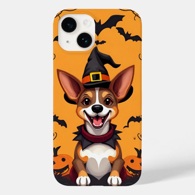 Cachorro de Desenho Adorável Vestido de Bruxa (Verso)