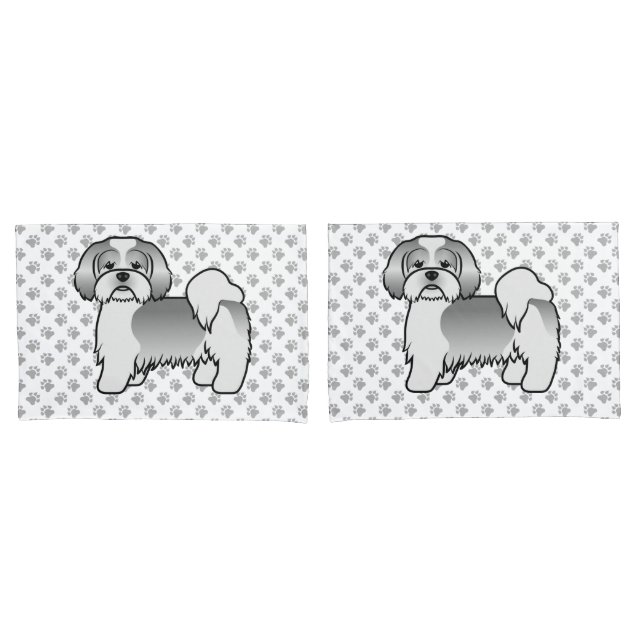 Cachorro De Desenho Animado Fofo Lhasa Apso Pratea (Frente - conjunto)