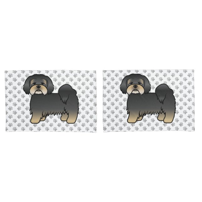 Cachorro De Desenho Animado Fofo Lhasa Apso Preto  (Frente - conjunto)