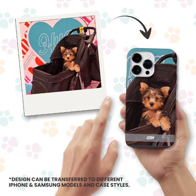 Cachorro de Fotos Pet ou Nome de Pet Gato (Custom Dog or Cat Pet Photo with Pet's Name Personalized iPhone or Samsung Phone Case)