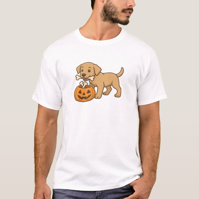 Cachorro de Halloween com Ossos e Camiseta Clássic (Frente)